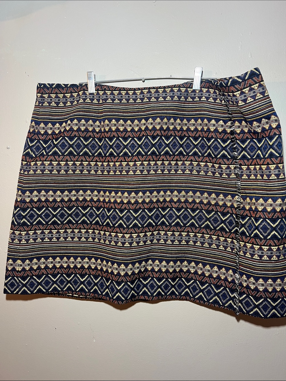 Cato Navy, Cream & Brown Aztec-Print Mini Skirt